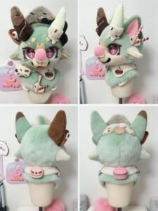 Yis Cosplay Custom Strawberry Dessert Triceratops Kemono Fursuit Head