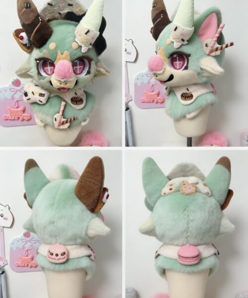 Yis Cosplay Custom Strawberry Dessert Triceratops Kemono Fursuit Head